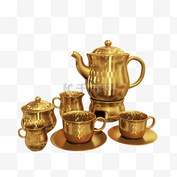 铜制花纹茶具组合
