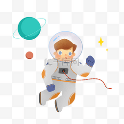 卡通可爱宇航员图片_宇航员在太空打招呼