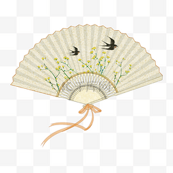 古典花鸟素材图片_中式风格花鸟折扇夏季纳凉用品PNG