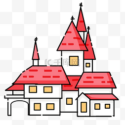 红色城堡图片_红色城堡卡通建筑