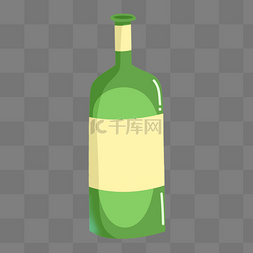 卡通酒瓶元素图片_绿色的卡通酒瓶插画