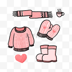 手绘粉色冬季服饰