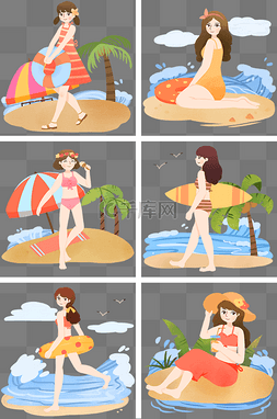 夏季度假沙滩图片_夏季度假戏水人物
