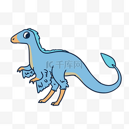 蓝色卡通小恐龙图片_伤齿龙的恐龙插画