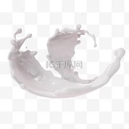 白色水花图片_3d立体飞舞牛奶元素