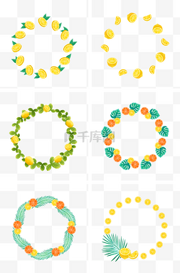 水果柠檬切片图片_圆形水果边框组图2
