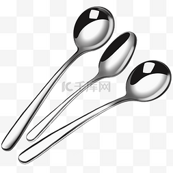 三把不同形状的不锈钢勺子