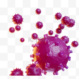粉色立体冠状病毒3d元素
