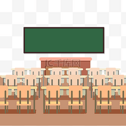 绿色室内图片_教室黑板桌椅讲台