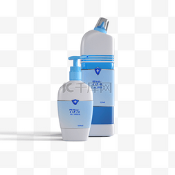 蓝色药水图片_清新蓝色消毒剂瓶子3d元素