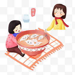 冬至女孩在家吃饺子