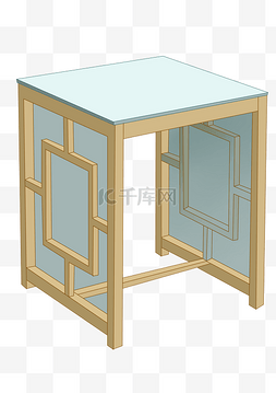 木质玻璃家具插画