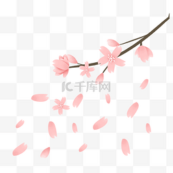植物手绘粉色图片_简约粉色樱花插画海报免抠元素