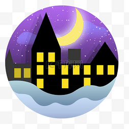 夜空下的城堡月亮