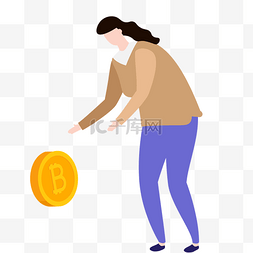 网站商务通图片_正在捡金币的卡通美女