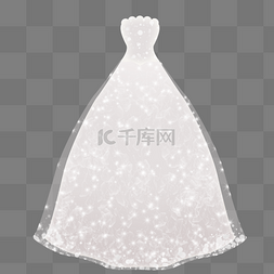 纯白色亮晶晶婚纱
