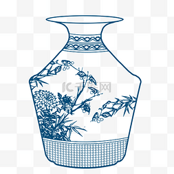 蓝色古董花瓶图片_中国风古风青花瓷