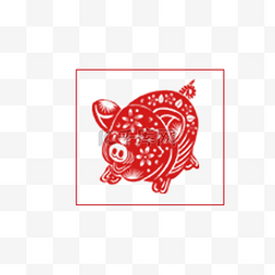 剪纸中国传统右猪