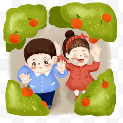 孩子摘苹果图片_六一儿童节组合儿童摘苹果免抠png