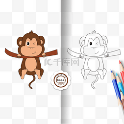 猴子monkey图片_monkey clipart black and white 儿童画黑
