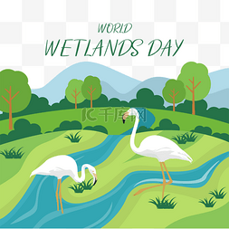 world wetlands day手绘大自然