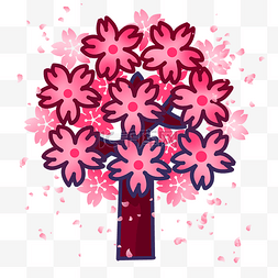 唯美的樱花树木插画