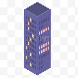 建筑扁平化立体图片_紫色立体柱形建筑元素