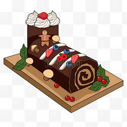 装饰可爱的圣诞蛋糕yule log cake