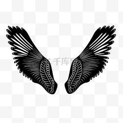 线性创意图片_手绘黑色创意线条装饰翅膀