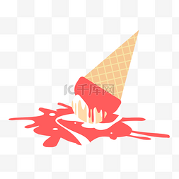 草莓雪糕图片_夏季红色可爱手绘草莓冰淇淋