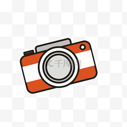 相机免扣图片_卡通橙色相机免扣图