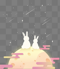 中秋月兔插画扁平风