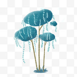 可爱蓝色树木装饰