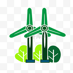 绿色的风车图片_绿色的风车装饰插画