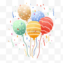 生日漂浮彩带图片_肌理风格装饰气球