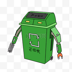 分类可回收垃圾桶图片_环保垃圾分类卡通可回收机器人垃