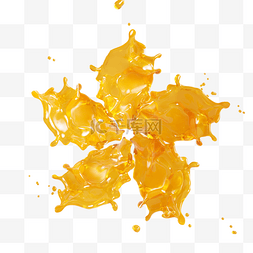 橙色果汁图片_花朵果汁飞溅3d元素