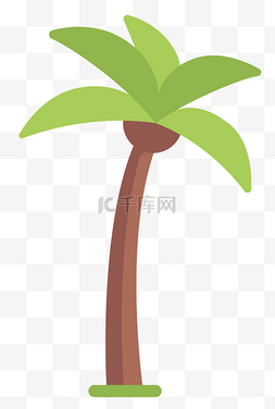 海滩椰树卡通图片_卡通绿色椰树插画