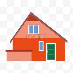 红色小房子装饰插画