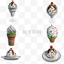 冰淇淋摆放图片_夏季雪糕甜品套图png图