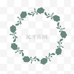 绿色树叶圆形边框图片_svg绿色花朵叶子圆形边框元素