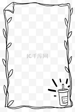 黑白海报图片_黑白手绘盆栽植物边框