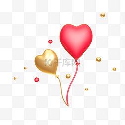 金色心形气球图片_金色漂浮心形气球