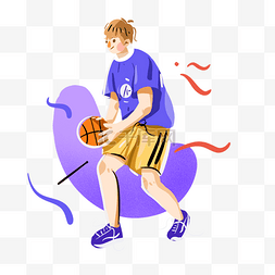 篮球运动员手绘韩系插画png免抠素