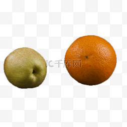 香甜苹果图片_一个苹果和一个橘子