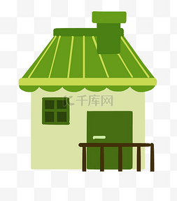 绿色烟囱小房子