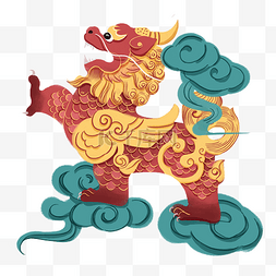 中国古典神兽火麒麟守护神