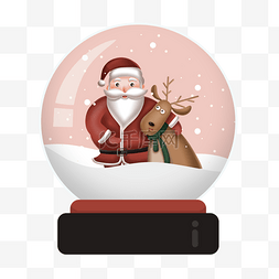可爱圣诞节麋鹿图片_可爱的麋鹿圣诞老人水晶球元素
