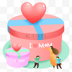 母亲节圆形礼盒插画