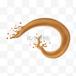 流出的咖啡图片_飞溅液体奶茶插画